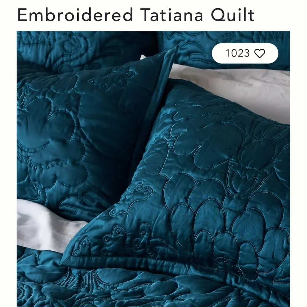 Anthropologie Embroidered Tatiana Quilt Size Full NWT